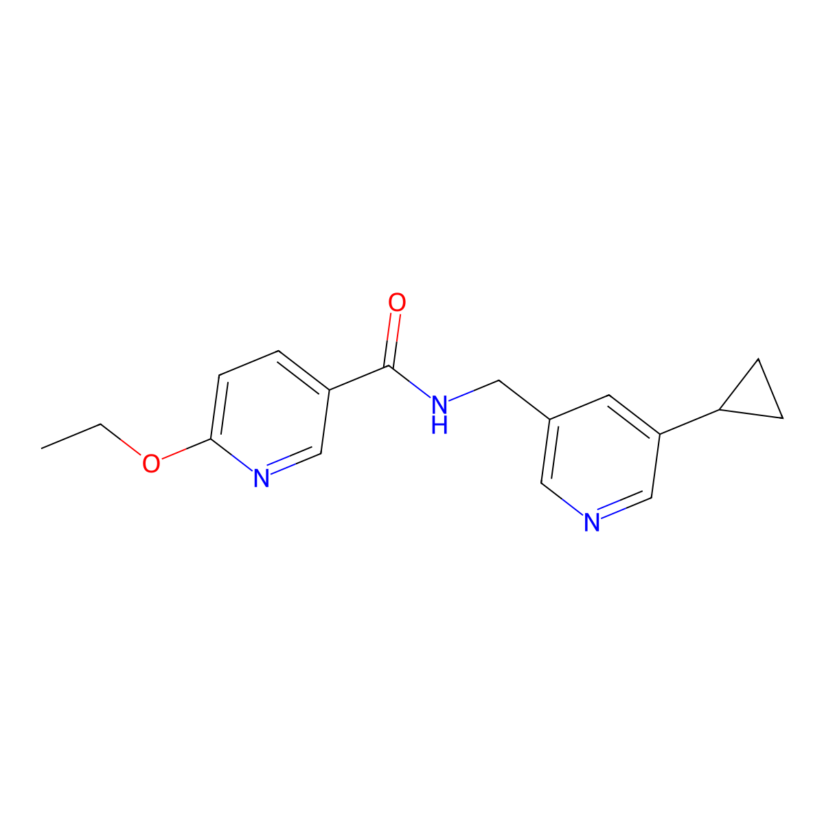 N-((5-cyclopropylpyridin-3-yl)methyl)-6-ethoxynicotinamide molecular structure, CAS 2034228-57-2
