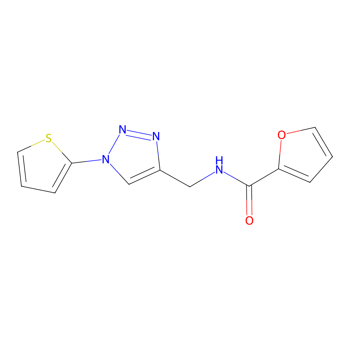 N-((1-(thiophen-2-yl)-1H-1,2,3-triazol-4-yl)methyl)furan-2-carboxamide molecular structure, CAS 2034228-58-3