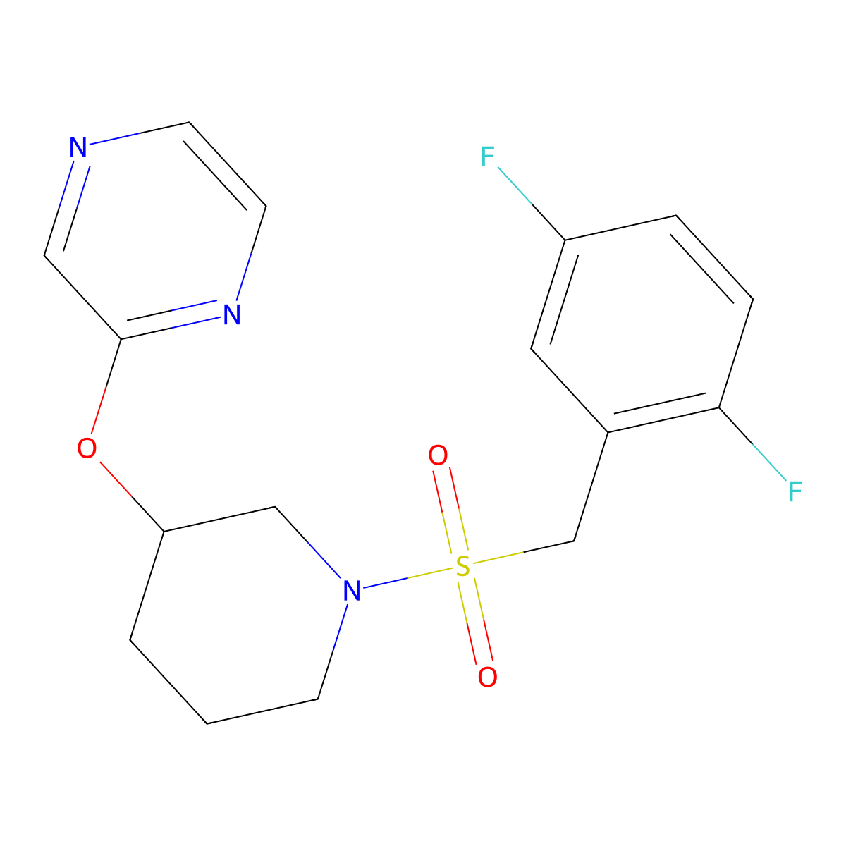 2-((1-((2,5-Difluorobenzyl)sulfonyl)piperidin-3-yl)oxy)pyrazine molecular structure, CAS 2034228-60-7
