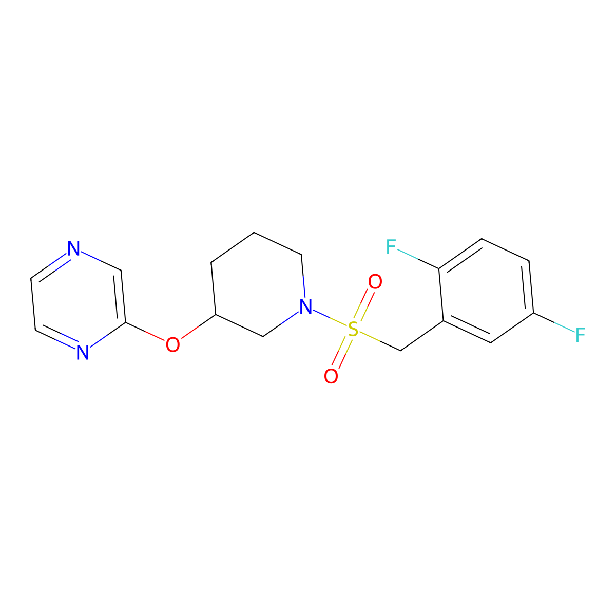 2-((1-((2,5-Difluorobenzyl)sulfonyl)piperidin-3-yl)oxy)pyrazine molecular structure, CAS 2034228-60-7