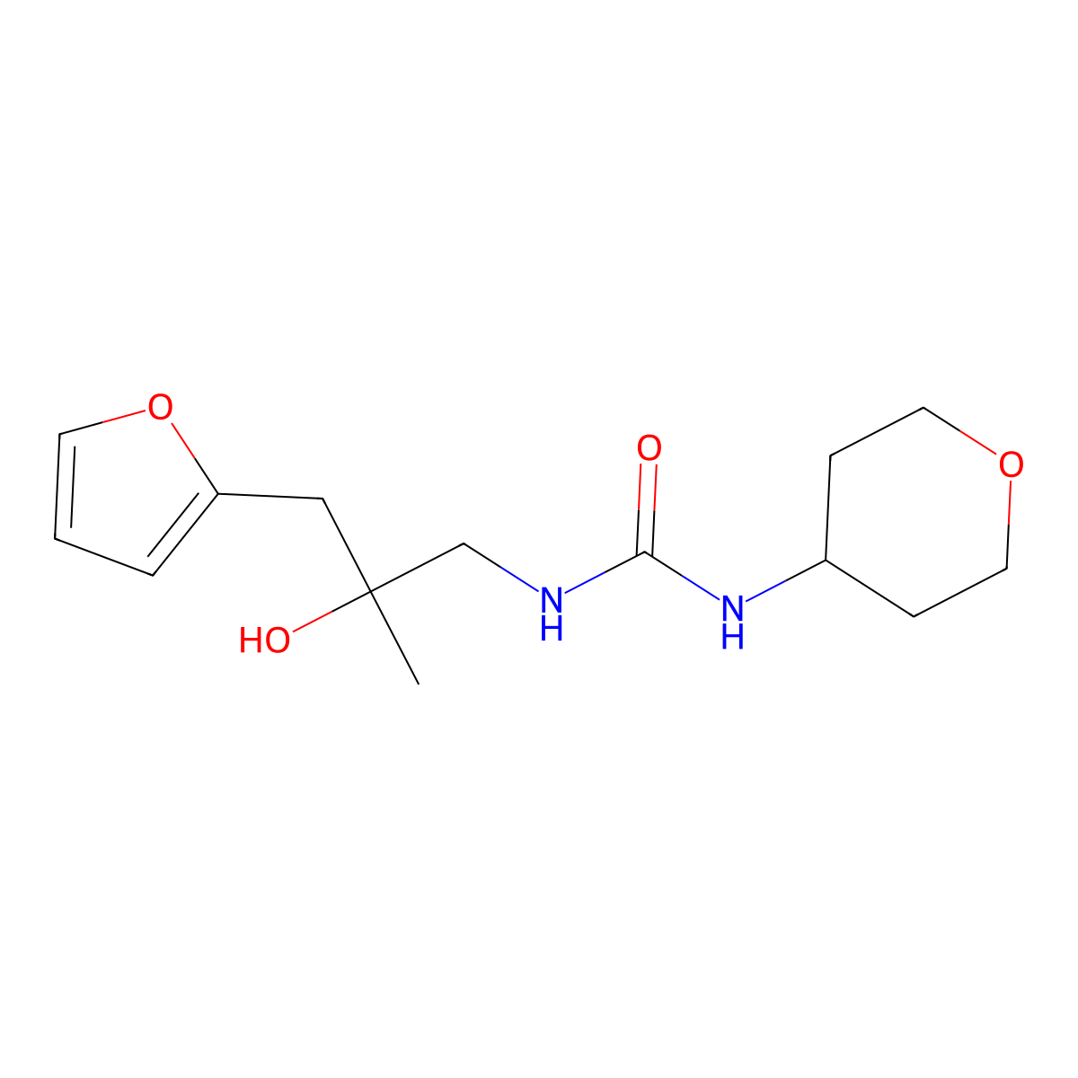 1-(3-(furan-2-yl)-2-hydroxy-2-methylpropyl)-3-(tetrahydro-2H-pyran-4-yl)urea molecular structure, CAS 2034228-70-9