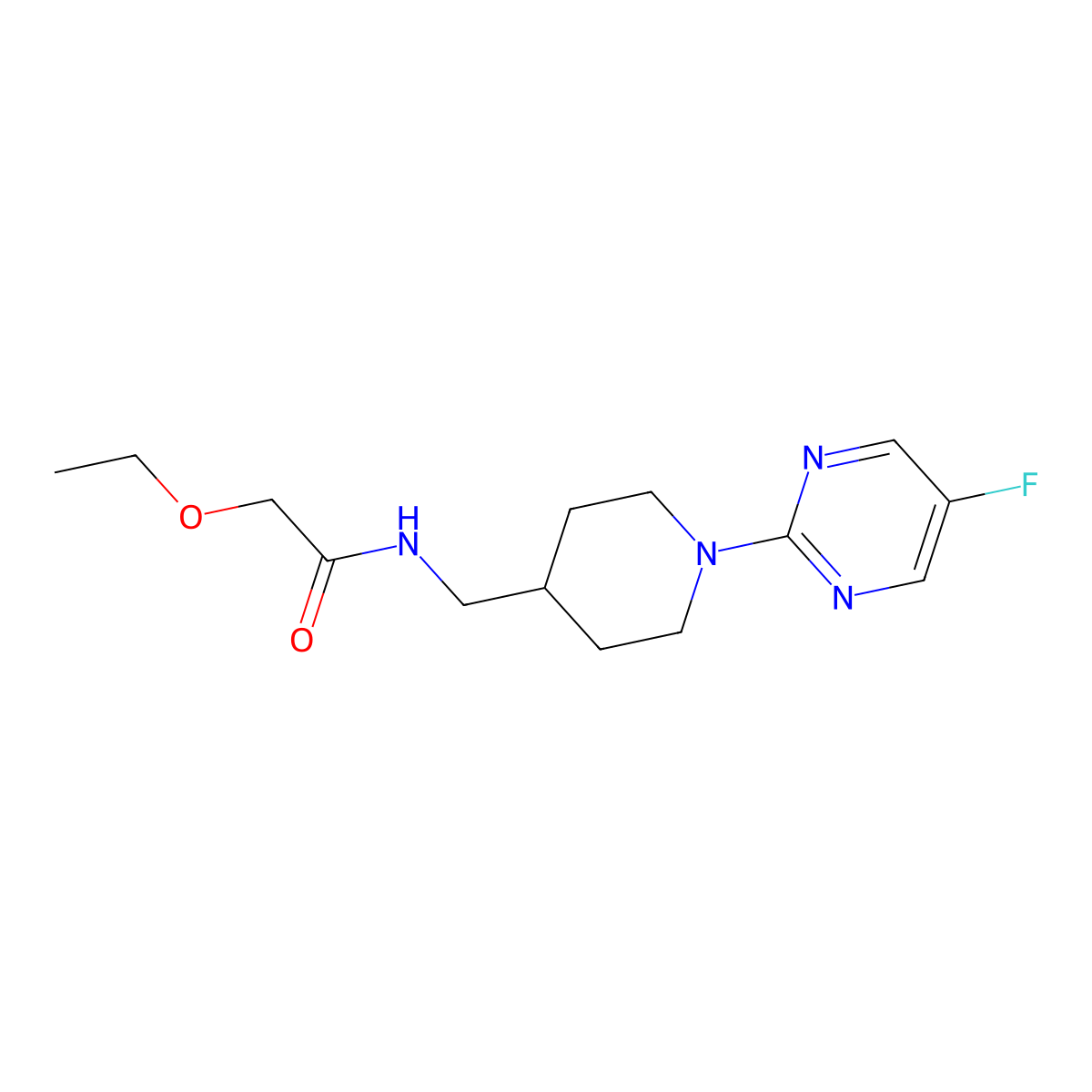 2-ethoxy-N-((1-(5-fluoropyrimidin-2-yl)piperidin-4-yl)methyl)acetamide molecular structure, CAS 2034228-75-4