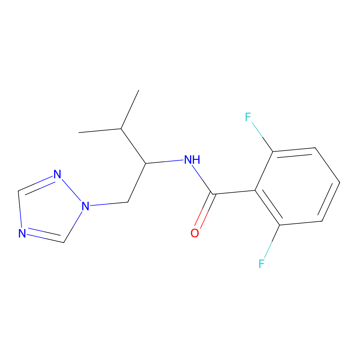 2,6-difluoro-N-(3-methyl-1-(1H-1,2,4-triazol-1-yl)butan-2-yl)benzamide molecular structure, CAS 2034228-84-5