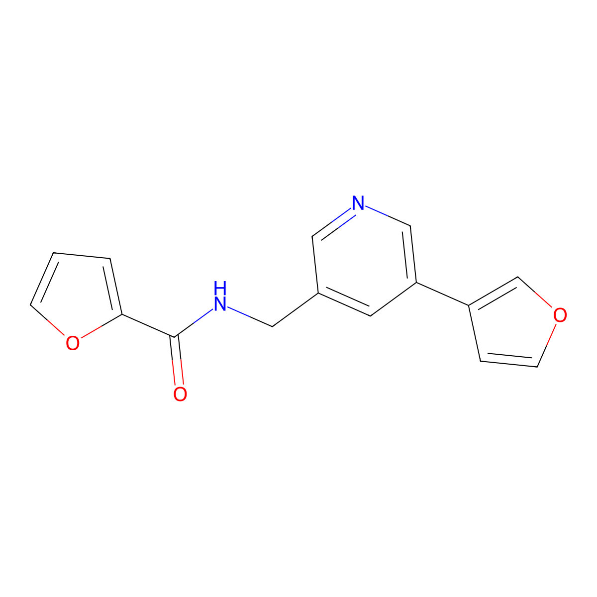 N-((5-(furan-3-yl)pyridin-3-yl)methyl)furan-2-carboxamide molecular structure, CAS 2034228-85-6