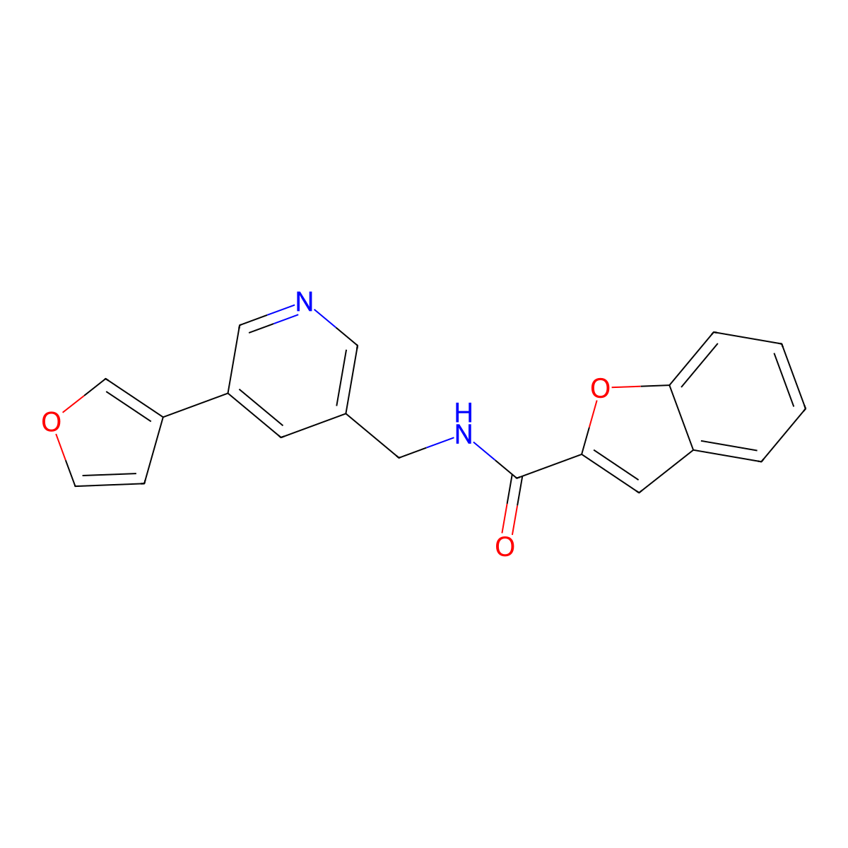 N-((5-(furan-3-yl)pyridin-3-yl)methyl)benzofuran-2-carboxamide molecular structure, CAS 2034228-91-4