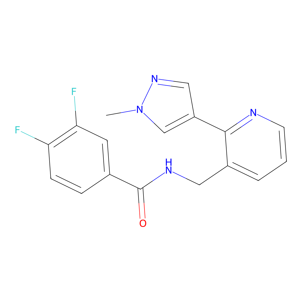 3,4-difluoro-N-{[2-(1-methyl-1H-pyrazol-4-yl)pyridin-3-yl]methyl}benzamide molecular structure, CAS 2034228-96-9