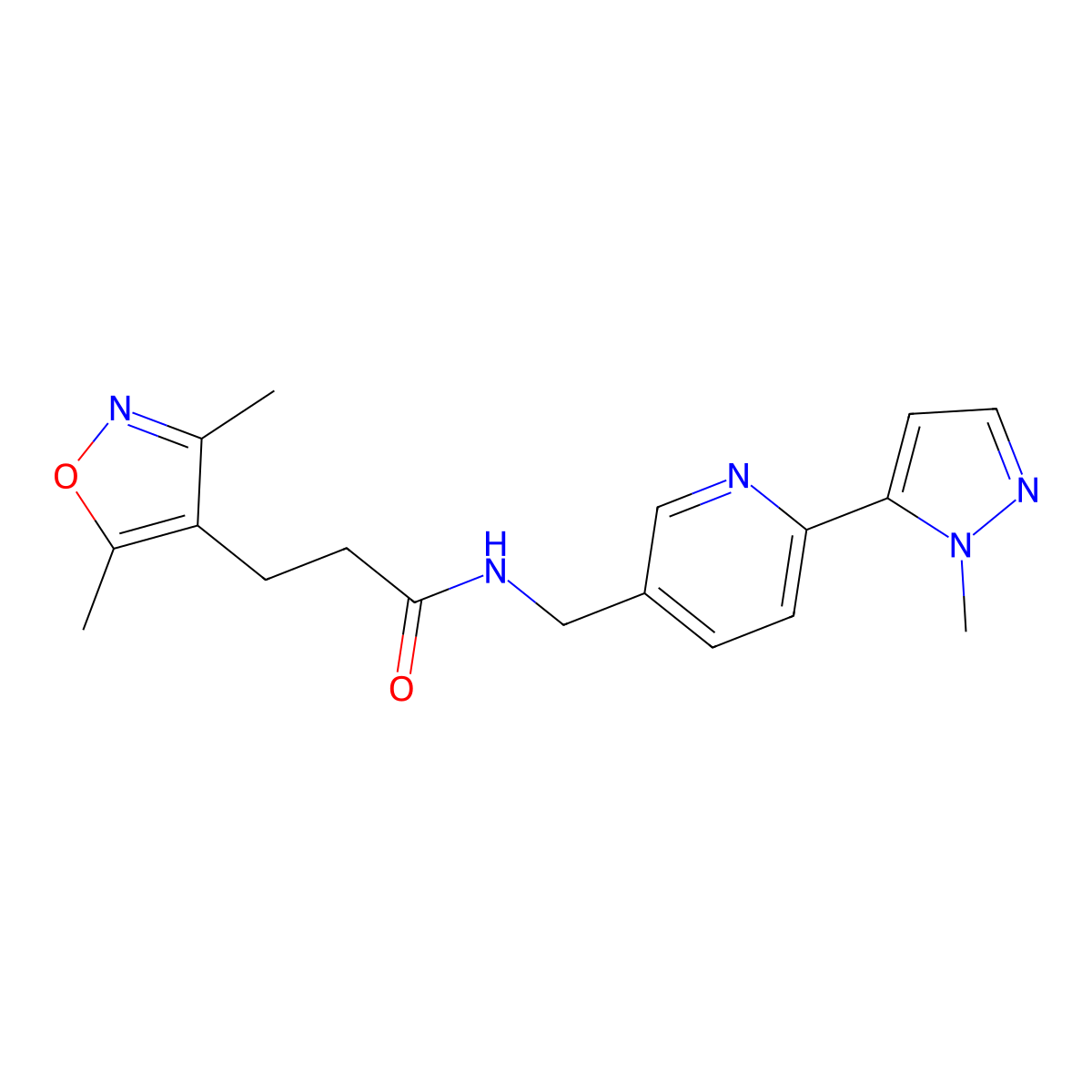 3-(3,5-dimethylisoxazol-4-yl)-N-((6-(1-methyl-1H-pyrazol-5-yl)pyridin-3-yl)methyl)propanamide molecular structure, CAS 2034229-04-2