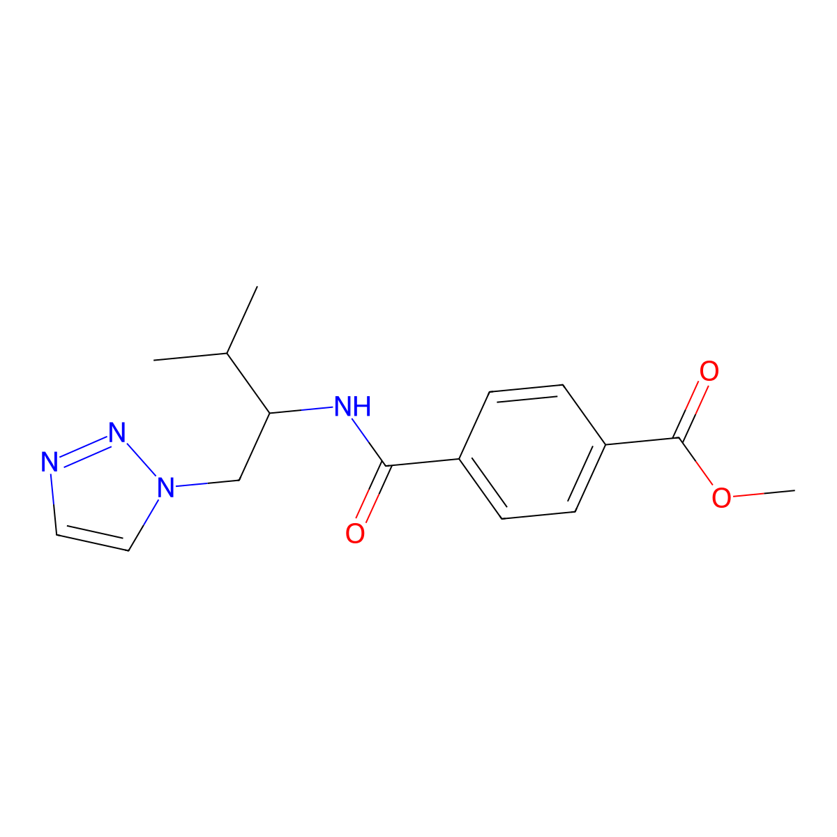 methyl 4-((3-methyl-1-(1H-1,2,3-triazol-1-yl)butan-2-yl)carbamoyl)benzoate molecular structure, CAS 2034229-08-6
