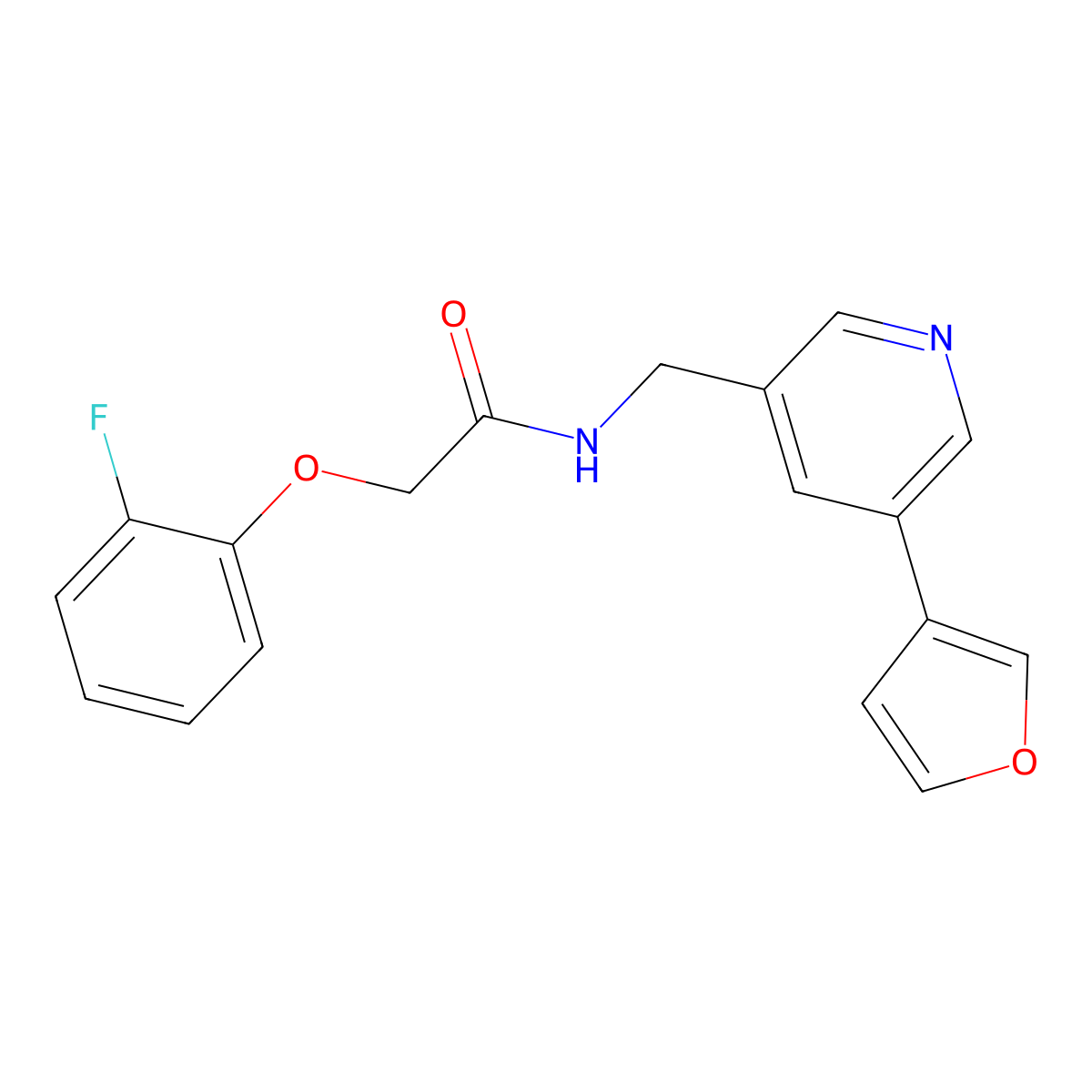2-(2-fluorophenoxy)-N-((5-(furan-3-yl)pyridin-3-yl)methyl)acetamide molecular structure, CAS 2034229-10-0