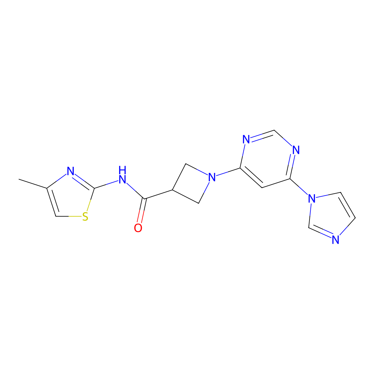 1-(6-(1H-imidazol-1-yl)pyrimidin-4-yl)-N-(4-methylthiazol-2-yl)azetidine-3-carboxamide molecular structure, CAS 2034229-11-1