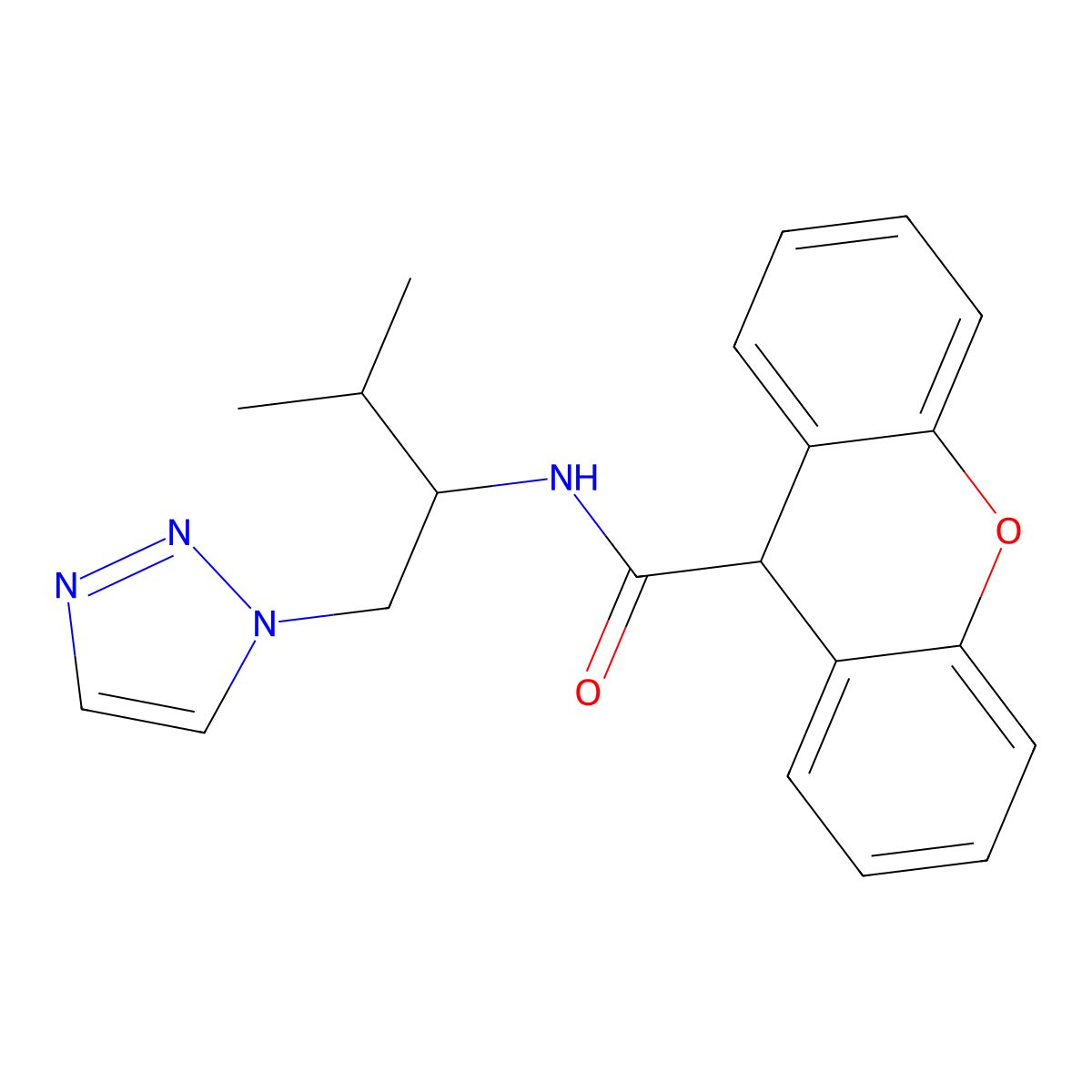 N-(3-methyl-1-(1H-1,2,3-triazol-1-yl)butan-2-yl)-9H-xanthene-9-carboxamide molecular structure, CAS 2034229-32-6