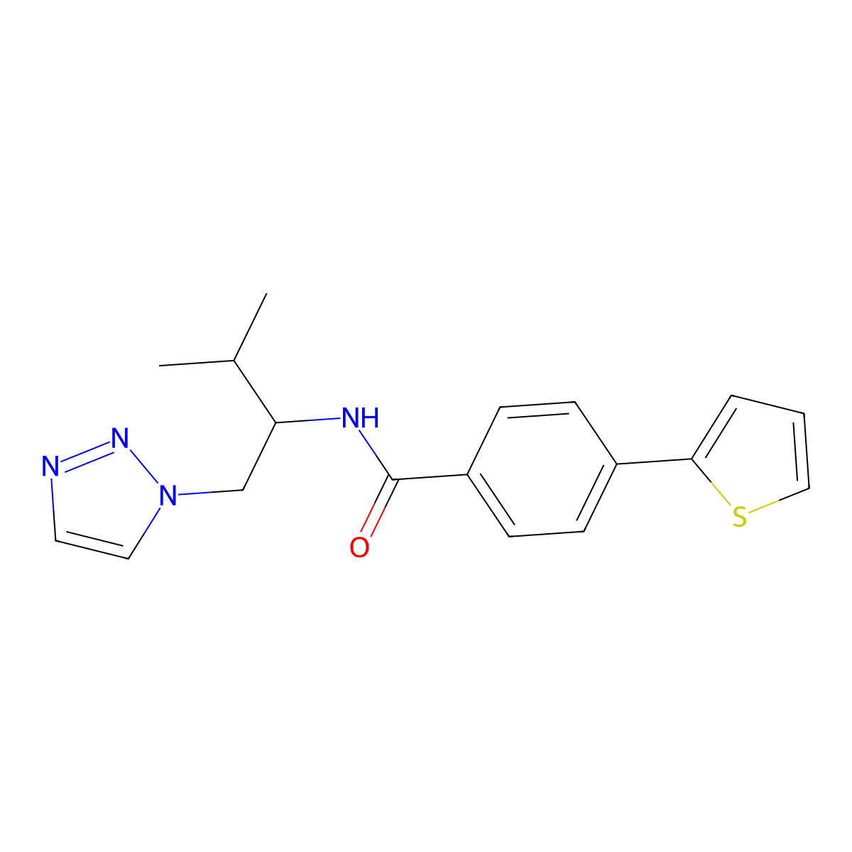 N-[3-methyl-1-(1H-1,2,3-triazol-1-yl)butan-2-yl]-4-(thiophen-2-yl)benzamide molecular structure, CAS 2034229-36-0