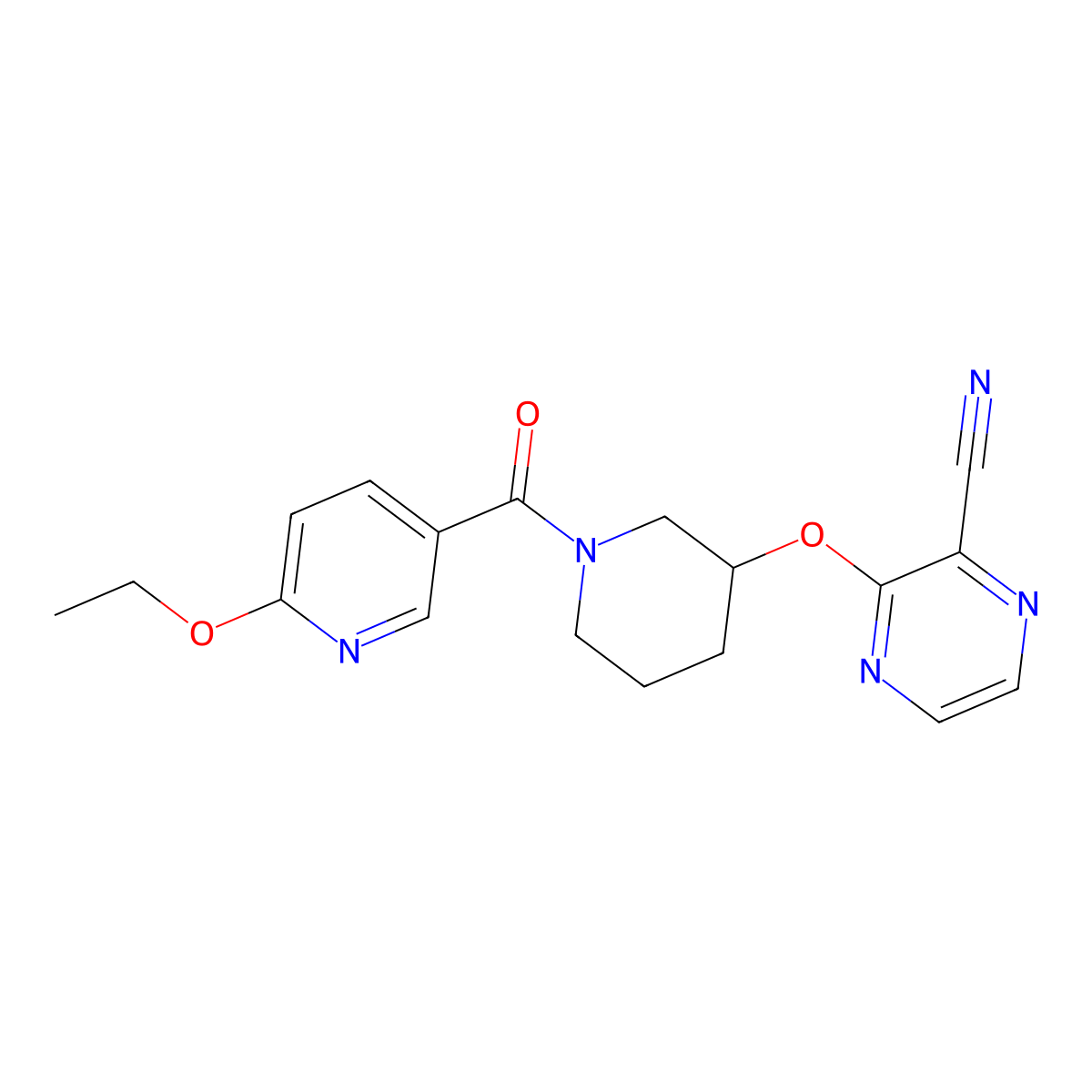 3-((1-(6-Ethoxynicotinoyl)piperidin-3-yl)oxy)pyrazine-2-carbonitrile molecular structure, CAS 2034229-37-1