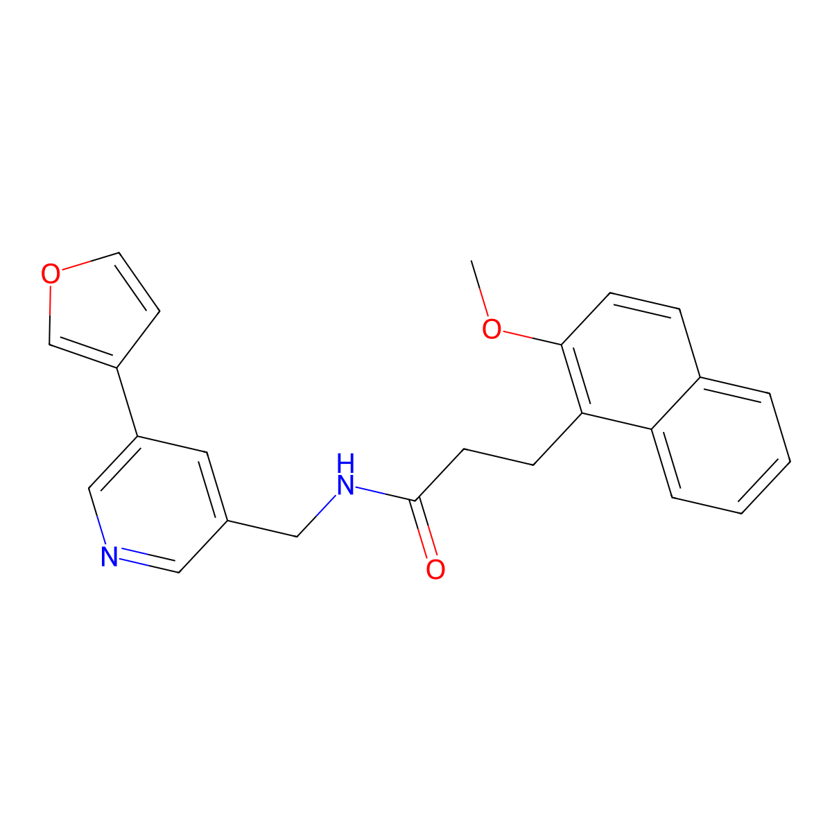 N-((5-(furan-3-yl)pyridin-3-yl)methyl)-3-(2-methoxynaphthalen-1-yl)propanamide molecular structure, CAS 2034229-38-2