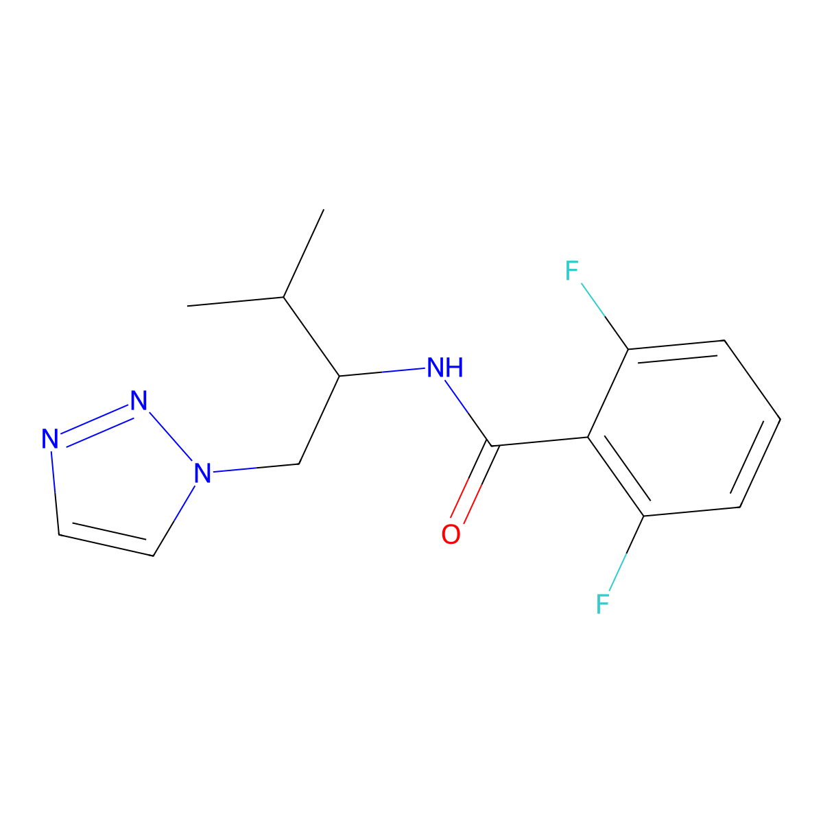 2,6-difluoro-N-(3-methyl-1-(1H-1,2,3-triazol-1-yl)butan-2-yl)benzamide molecular structure, CAS 2034229-51-9