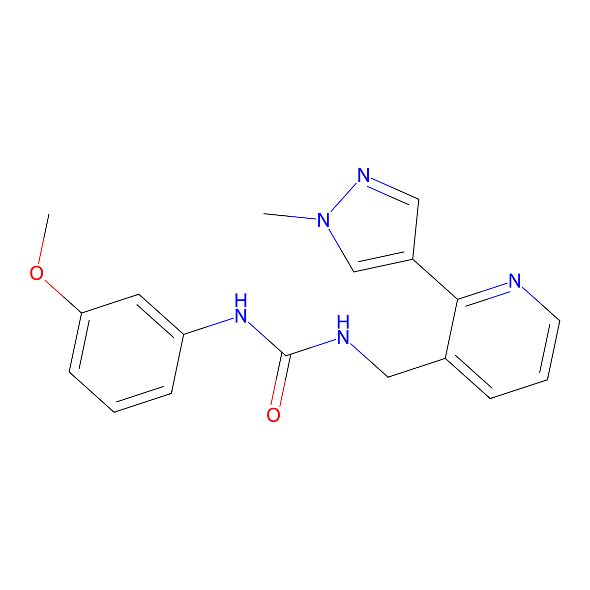 1-(3-methoxyphenyl)-3-((2-(1-methyl-1H-pyrazol-4-yl)pyridin-3-yl)methyl)urea molecular structure, CAS 2034229-54-2