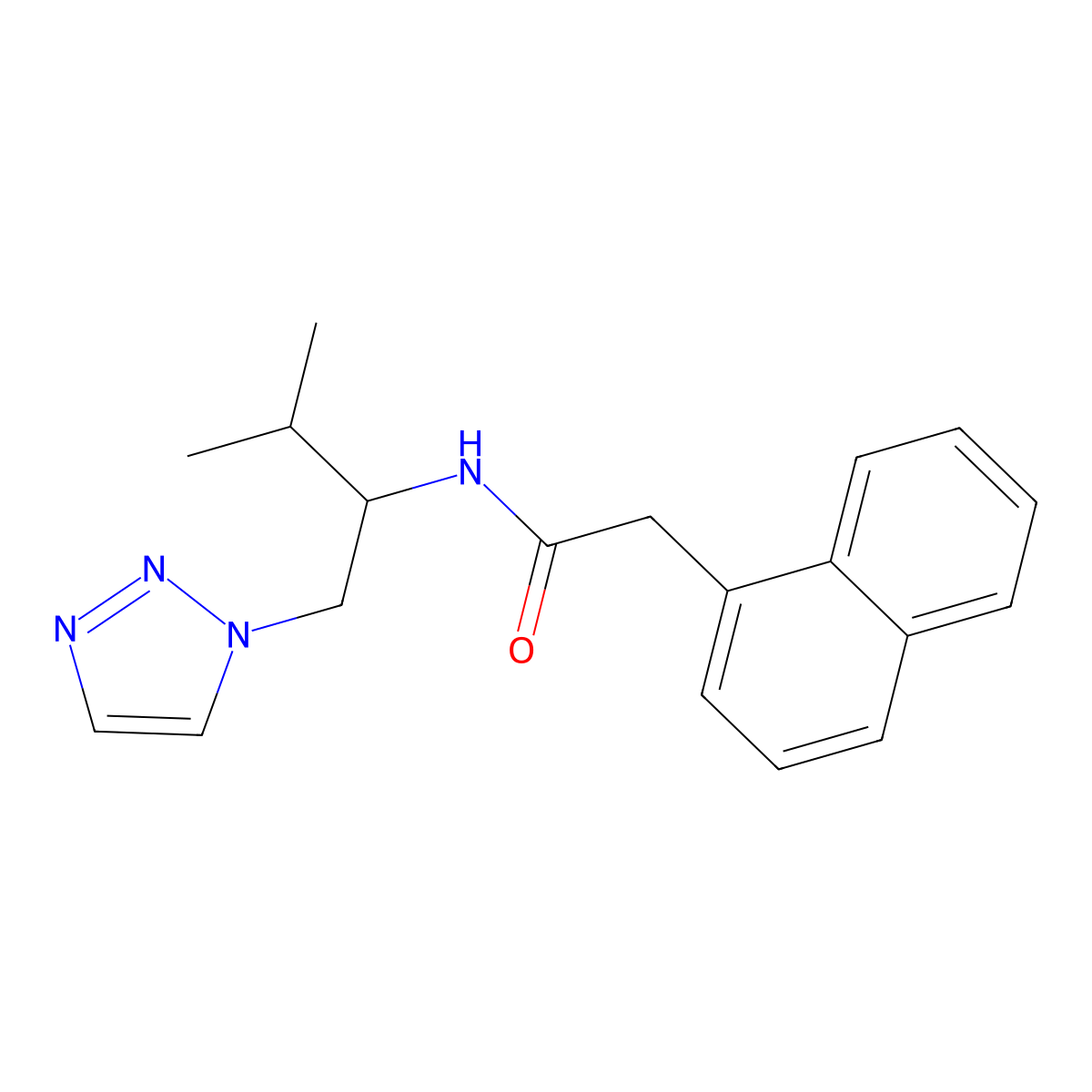 N-(3-methyl-1-(1H-1,2,3-triazol-1-yl)butan-2-yl)-2-(naphthalen-1-yl)acetamide molecular structure, CAS 2034229-56-4