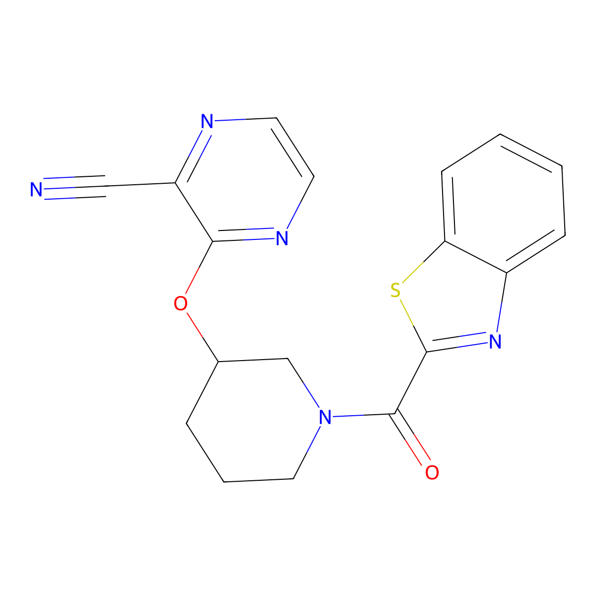 3-((1-(Benzo[d]thiazole-2-carbonyl)piperidin-3-yl)oxy)pyrazine-2-carbonitrile molecular structure, CAS 2034229-70-2
