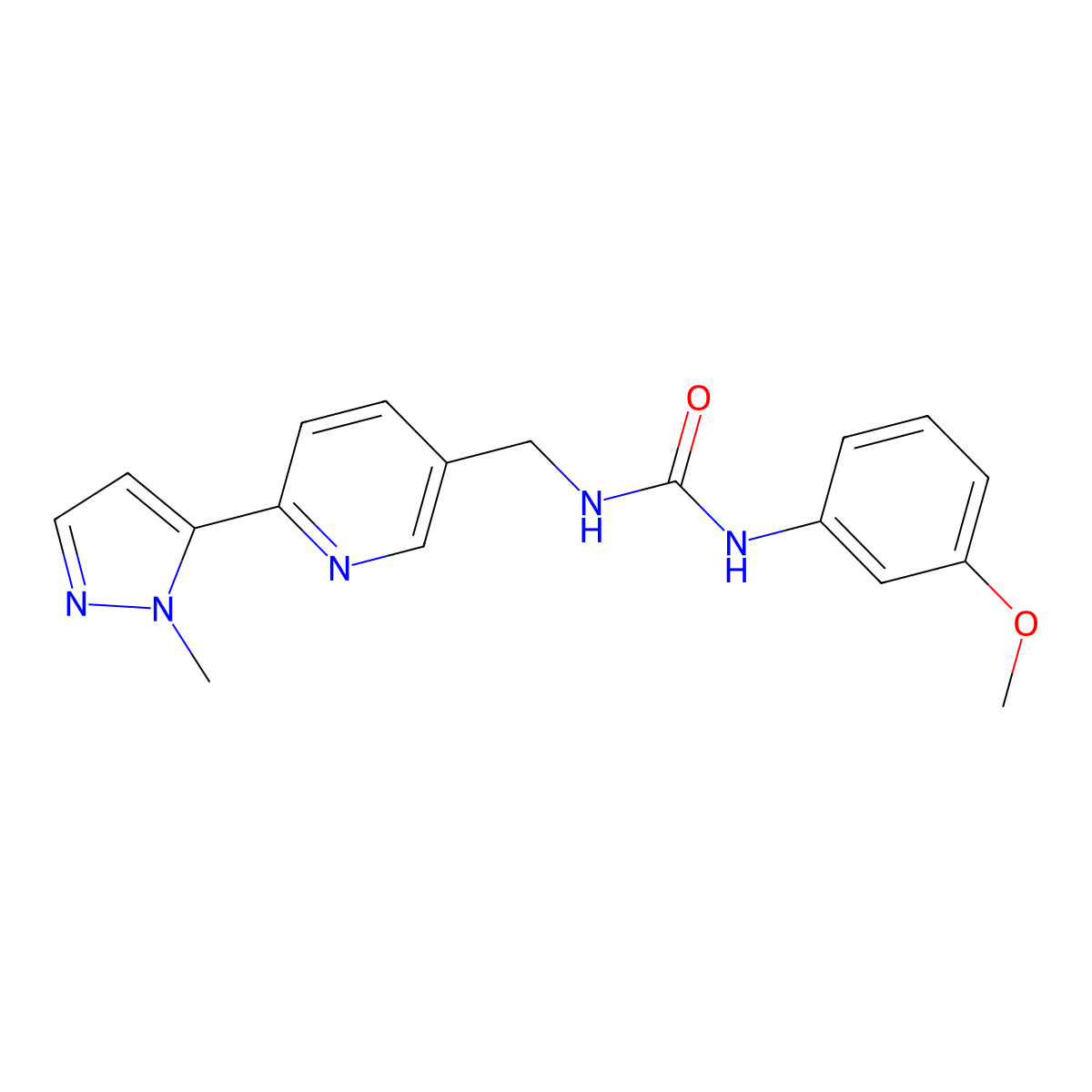 1-(3-methoxyphenyl)-3-((6-(1-methyl-1H-pyrazol-5-yl)pyridin-3-yl)methyl)urea molecular structure, CAS 2034229-75-7