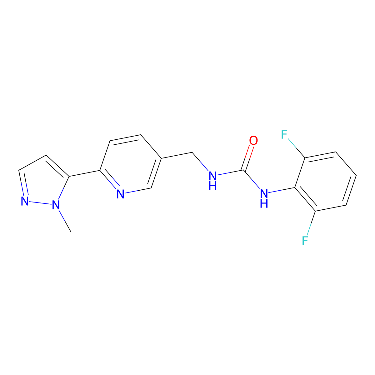 1-(2,6-difluorophenyl)-3-((6-(1-methyl-1H-pyrazol-5-yl)pyridin-3-yl)methyl)urea molecular structure, CAS 2034229-85-9