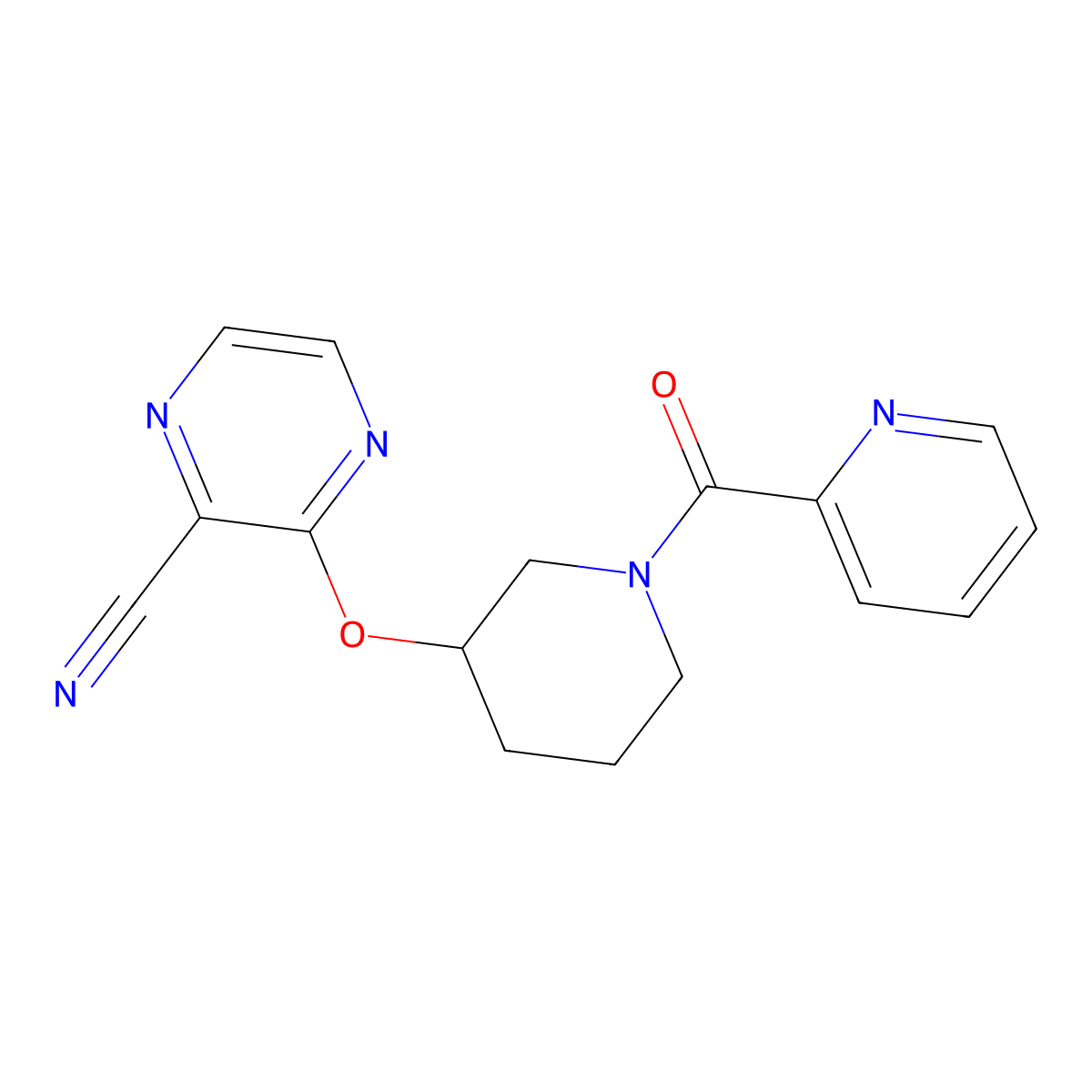 3-((1-Picolinoylpiperidin-3-yl)oxy)pyrazine-2-carbonitrile molecular structure, CAS 2034229-89-3
