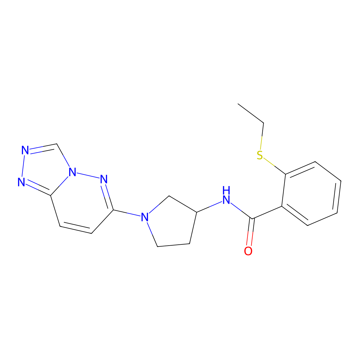 N-(1-([1,2,4]triazolo[4,3-b]pyridazin-6-yl)pyrrolidin-3-yl)-2-(ethylthio)benzamide molecular structure, CAS 2034229-92-8