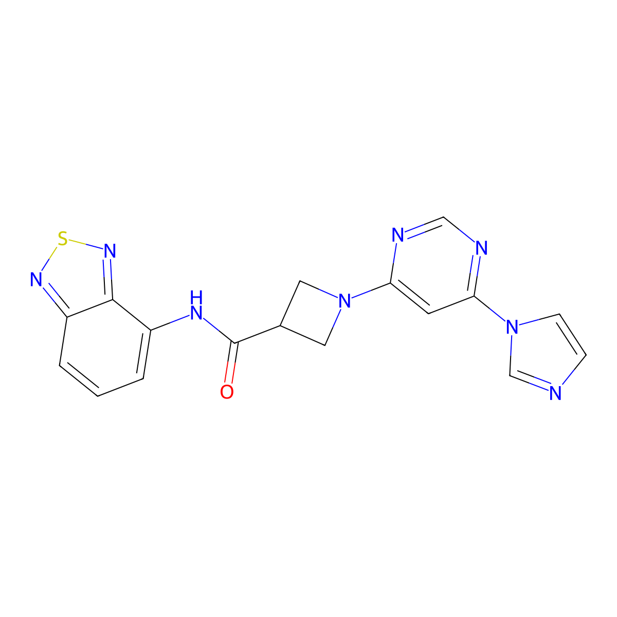 1-(6-(1H-imidazol-1-yl)pyrimidin-4-yl)-N-(benzo[c][1,2,5]thiadiazol-4-yl)azetidine-3-carboxamide molecular structure, CAS 2034230-09-4