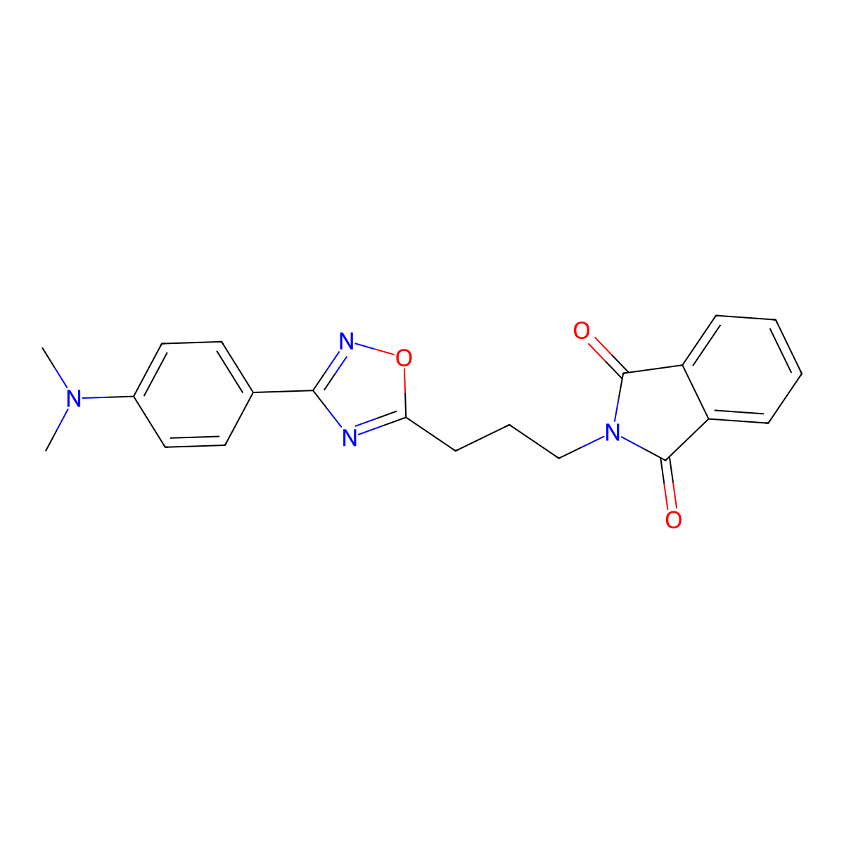 2-(3-(3-(4-(Dimethylamino)phenyl)-1,2,4-oxadiazol-5-yl)propyl)isoindoline-1,3-dione molecular structure, CAS 2034230-18-5