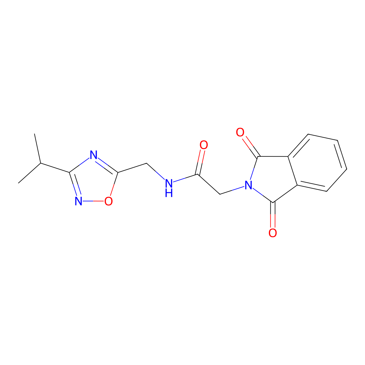 2-(1,3-dioxoisoindolin-2-yl)-N-((3-isopropyl-1,2,4-oxadiazol-5-yl)methyl)acetamide molecular structure, CAS 2034230-30-1