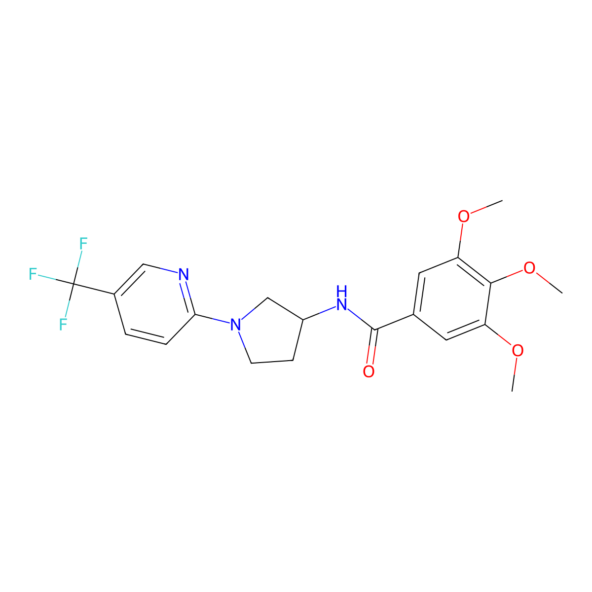 3,4,5-trimethoxy-N-{1-[5-(trifluoromethyl)pyridin-2-yl]pyrrolidin-3-yl}benzamide molecular structure, CAS 2034230-38-9