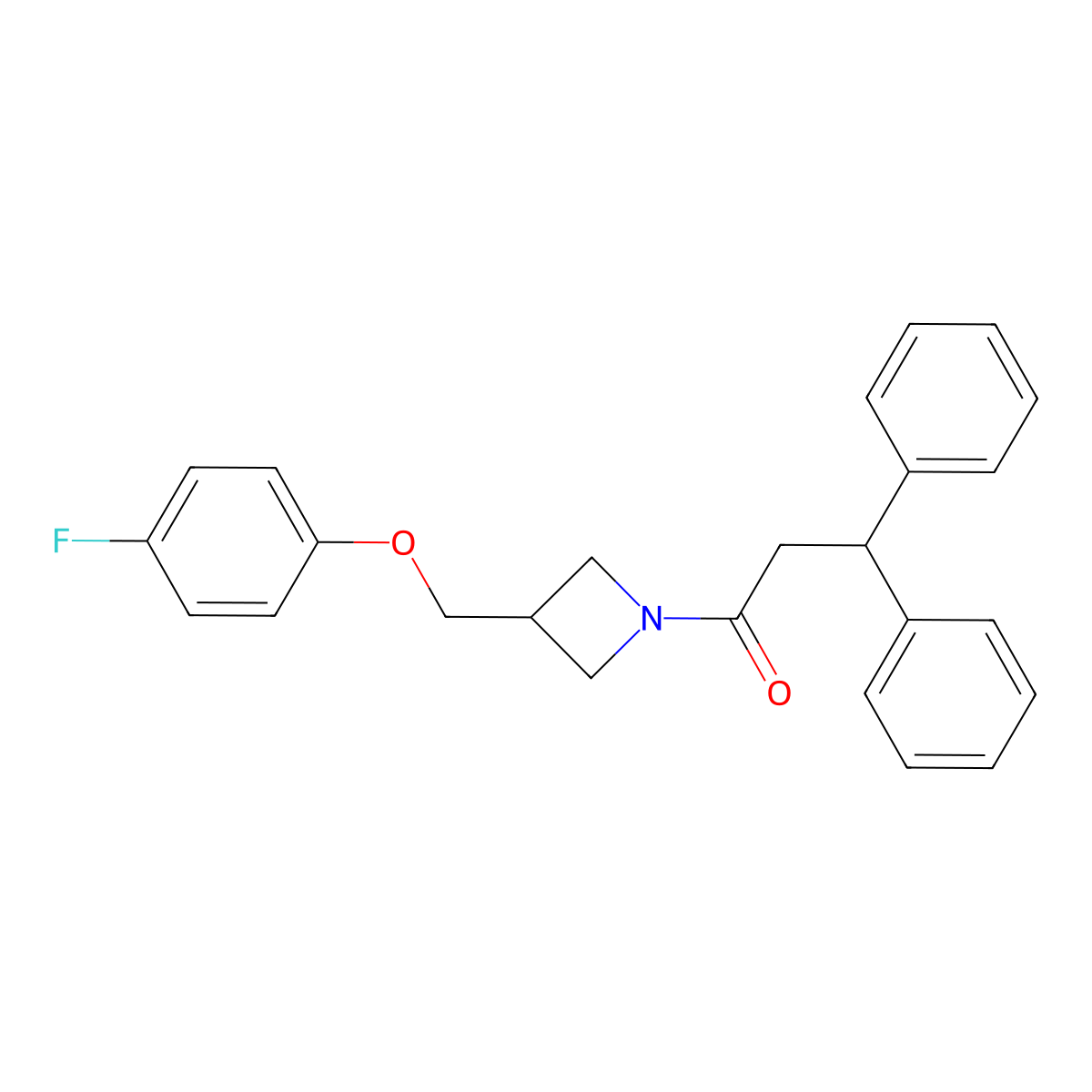 1-(3-((4-Fluorophenoxy)methyl)azetidin-1-yl)-3,3-diphenylpropan-1-one molecular structure, CAS 2034230-40-3