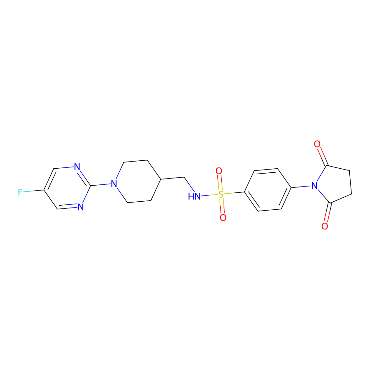 4-(2,5-dioxopyrrolidin-1-yl)-N-((1-(5-fluoropyrimidin-2-yl)piperidin-4-yl)methyl)benzenesulfonamide molecular structure, CAS 2034230-41-4