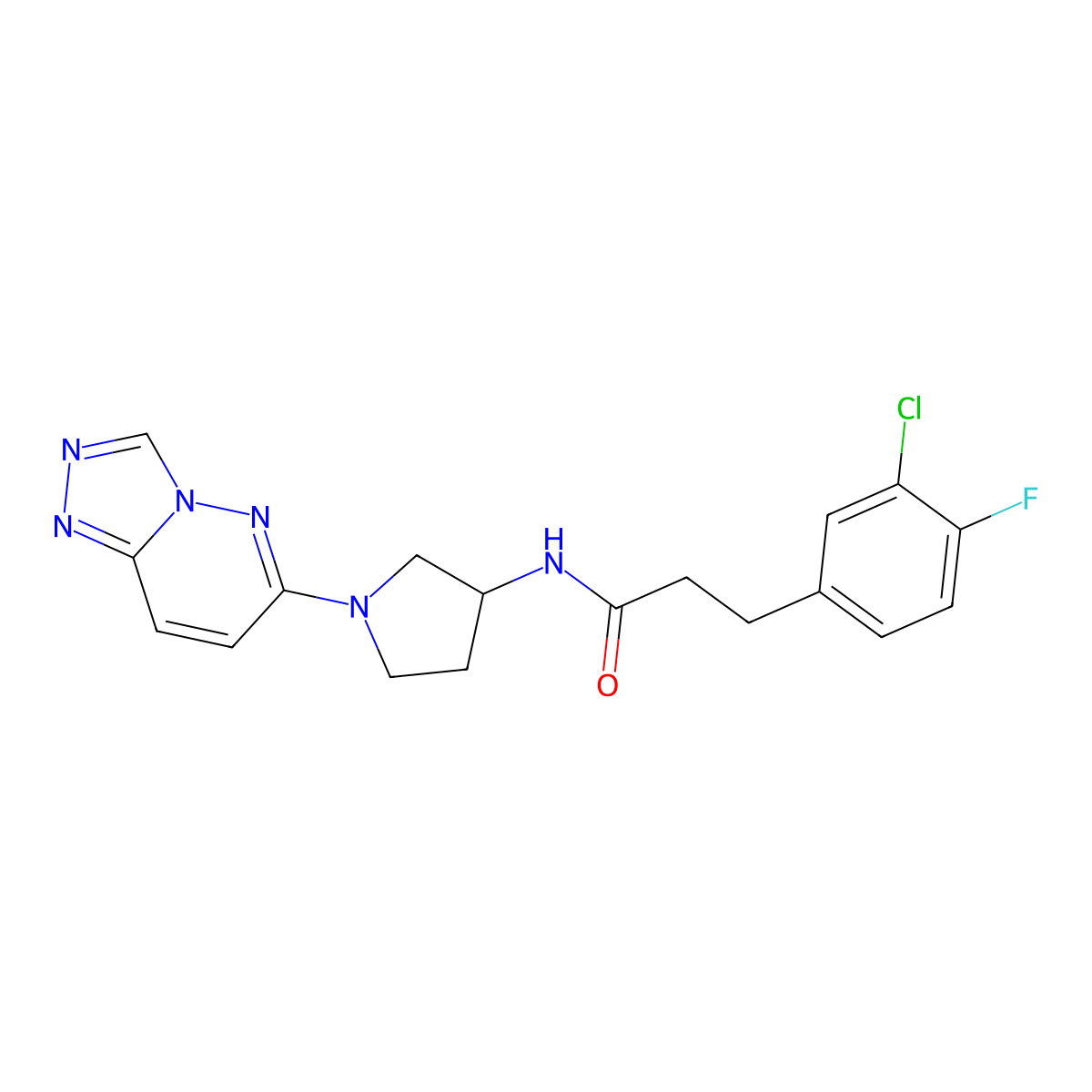 N-(1-([1,2,4]triazolo[4,3-b]pyridazin-6-yl)pyrrolidin-3-yl)-3-(3-chloro-4-fluorophenyl)propanamide molecular structure, CAS 2034230-42-5