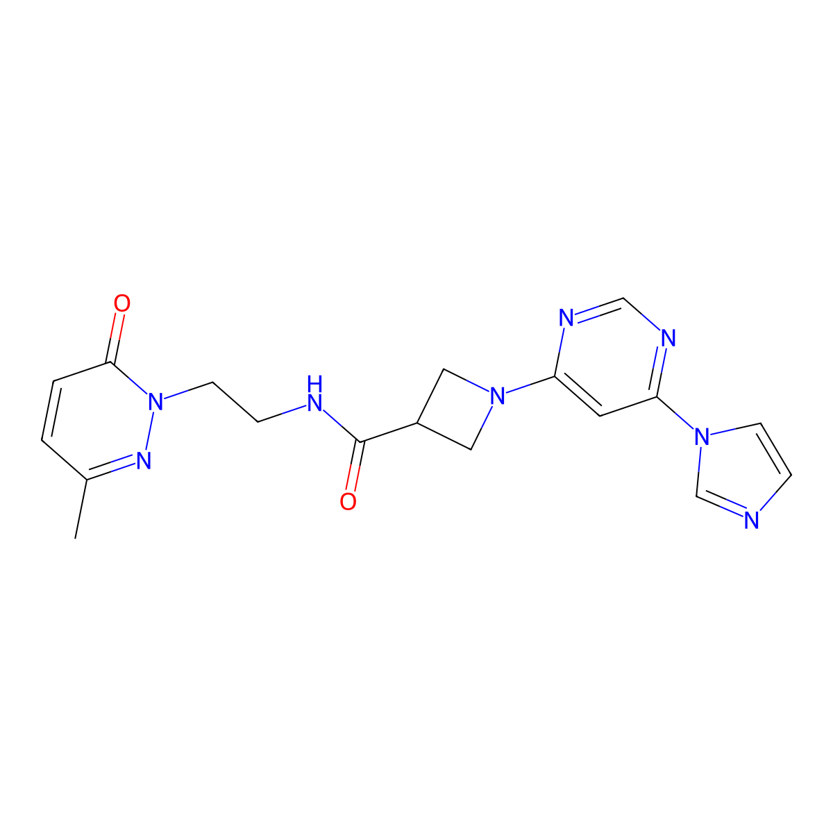 1-(6-(1H-imidazol-1-yl)pyrimidin-4-yl)-N-(2-(3-methyl-6-oxopyridazin-1(6H)-yl)ethyl)azetidine-3-carboxamide molecular structure, CAS 2034230-46-9