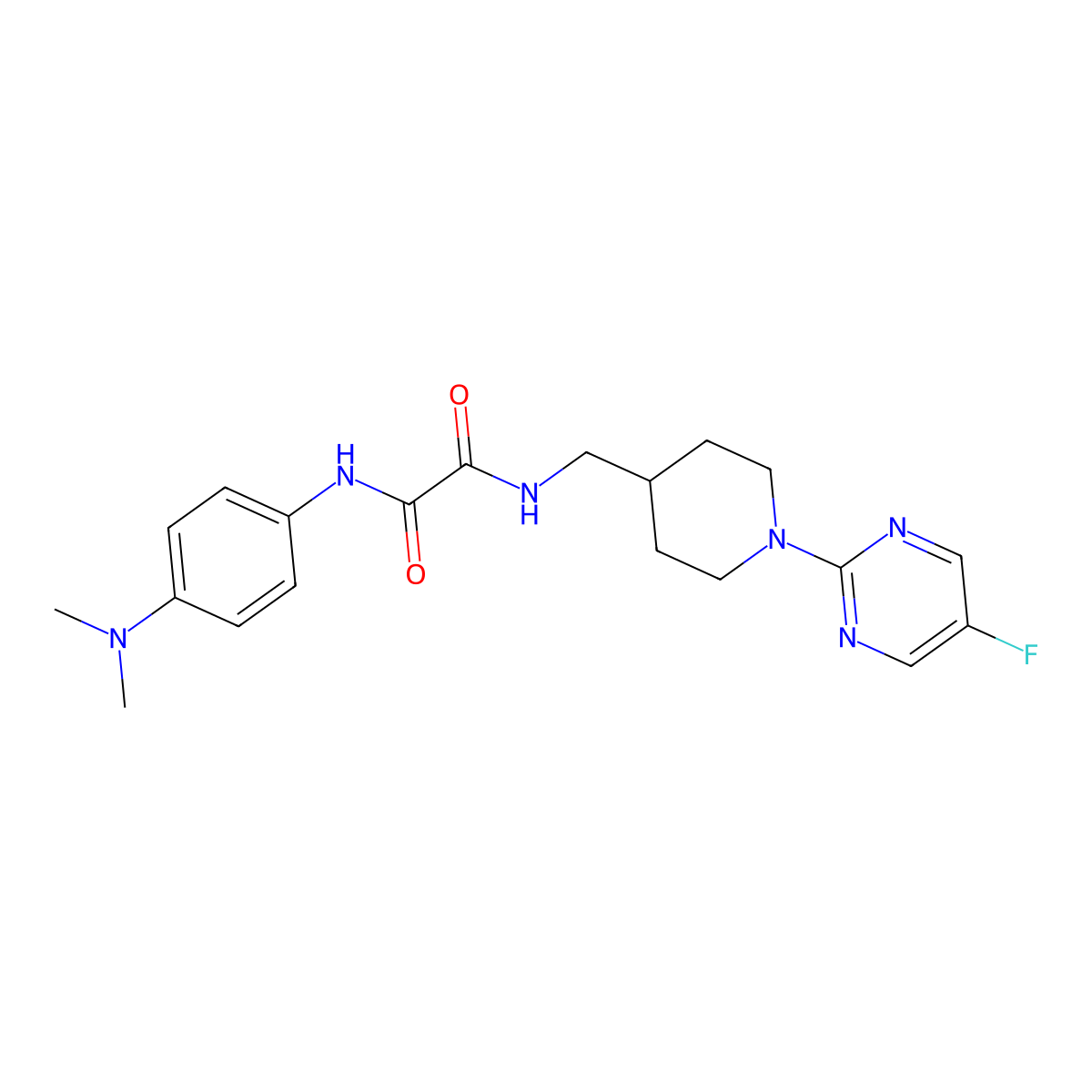 N1-(4-(dimethylamino)phenyl)-N2-((1-(5-fluoropyrimidin-2-yl)piperidin-4-yl)methyl)oxalamide molecular structure, CAS 2034230-60-7