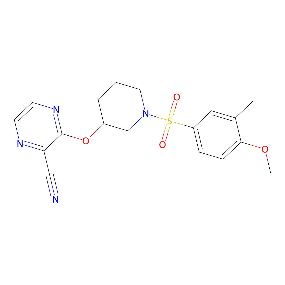 3-((1-((4-Methoxy-3-methylphenyl)sulfonyl)piperidin-3-yl)oxy)pyrazine-2-carbonitrile molecular structure, CAS 2034230-65-2