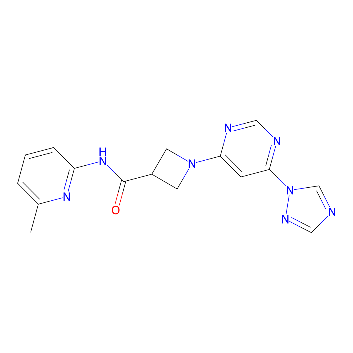 1-(6-(1H-1,2,4-triazol-1-yl)pyrimidin-4-yl)-N-(6-methylpyridin-2-yl)azetidine-3-carboxamide molecular structure, CAS 2034230-70-9