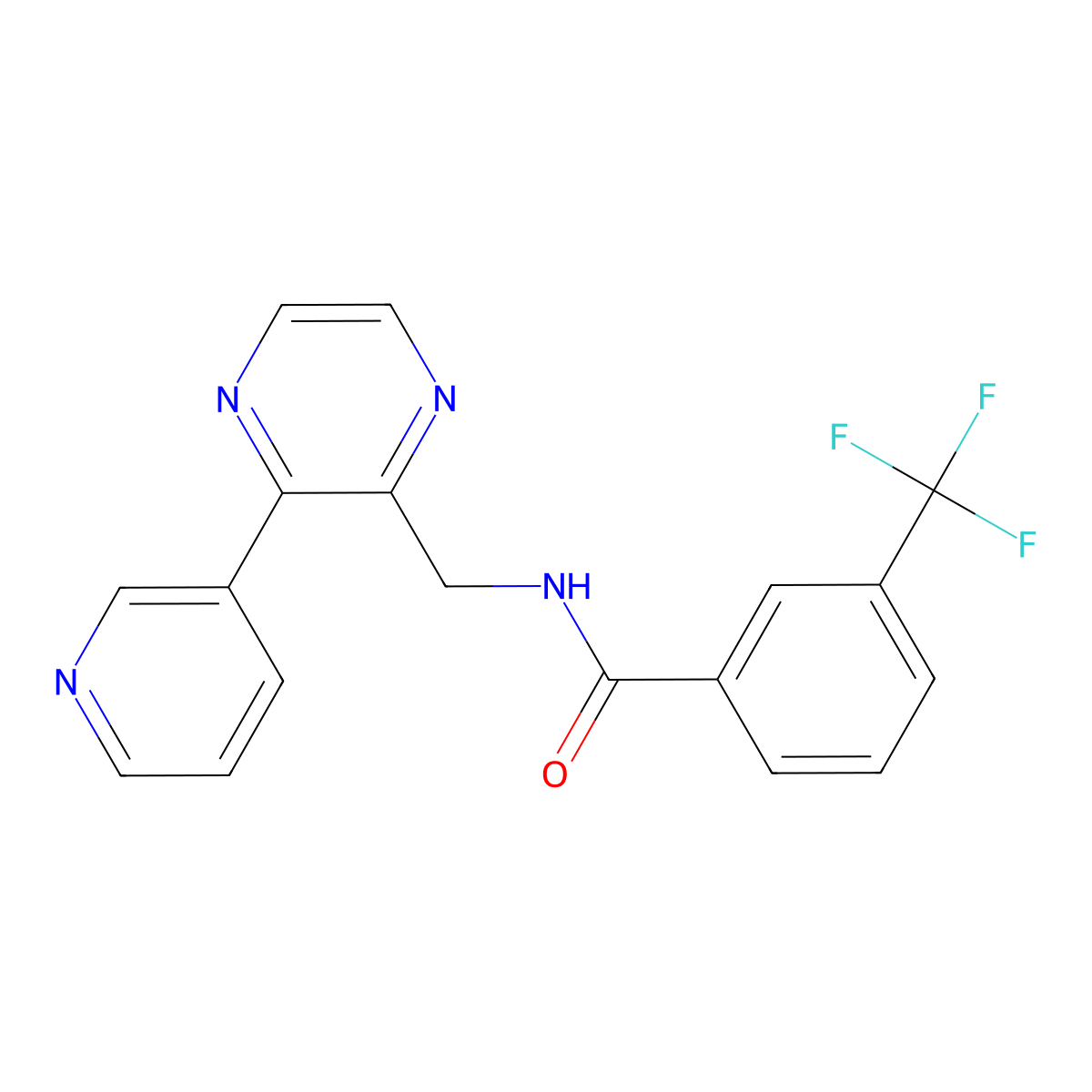 N-{[3-(pyridin-3-yl)pyrazin-2-yl]methyl}-3-(trifluoromethyl)benzamide molecular structure, CAS 2034230-86-7
