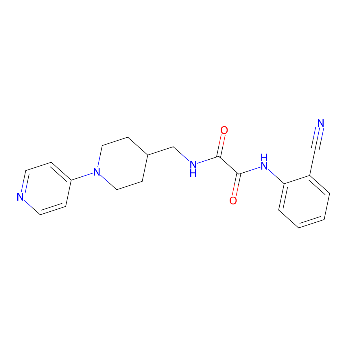 N1-(2-cyanophenyl)-N2-((1-(pyridin-4-yl)piperidin-4-yl)methyl)oxalamide molecular structure, CAS 2034230-92-5