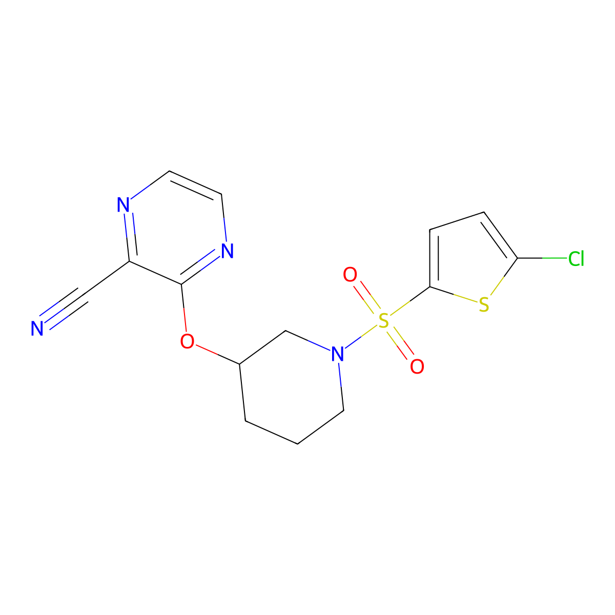 3-((1-((5-Chlorothiophen-2-yl)sulfonyl)piperidin-3-yl)oxy)pyrazine-2-carbonitrile molecular structure, CAS 2034231-07-5