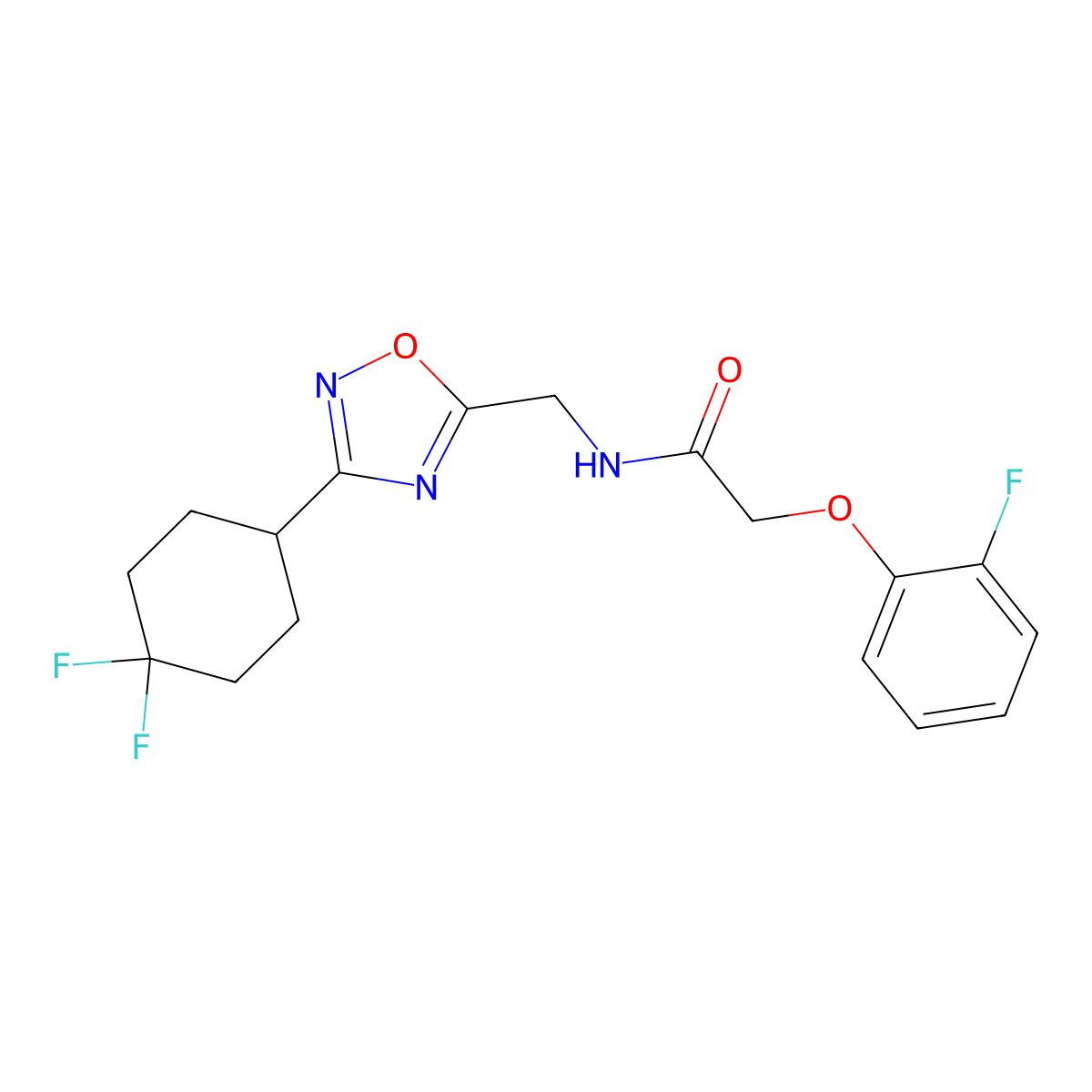 N-{[3-(4,4-difluorocyclohexyl)-1,2,4-oxadiazol-5-yl]methyl}-2-(2-fluorophenoxy)acetamide molecular structure, CAS 2034231-09-7