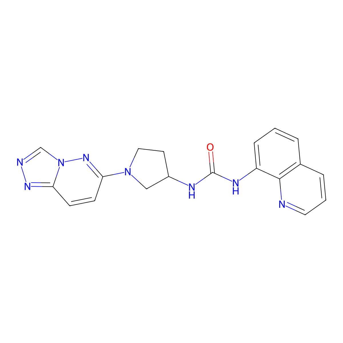 1-(1-([1,2,4]Triazolo[4,3-b]pyridazin-6-yl)pyrrolidin-3-yl)-3-(quinolin-8-yl)urea molecular structure, CAS 2034231-16-6