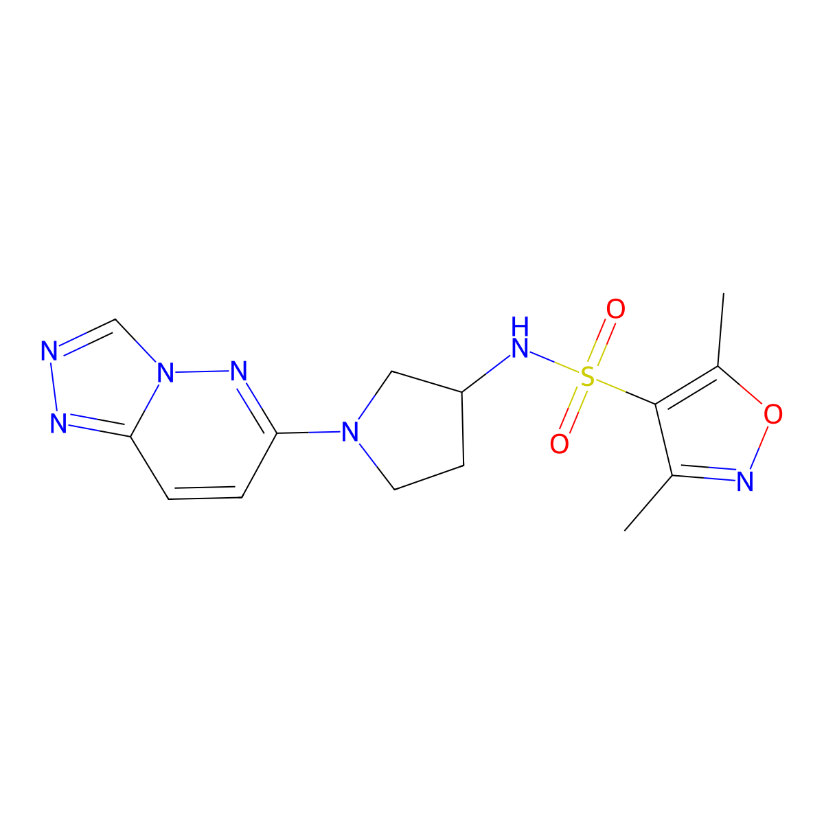 N-(1-([1,2,4]triazolo[4,3-b]pyridazin-6-yl)pyrrolidin-3-yl)-3,5-dimethylisoxazole-4-sulfonamide molecular structure, CAS 2034231-23-5