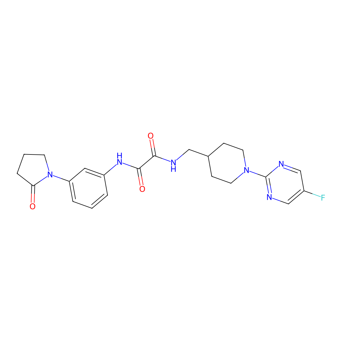 N1-((1-(5-fluoropyrimidin-2-yl)piperidin-4-yl)methyl)-N2-(3-(2-oxopyrrolidin-1-yl)phenyl)oxalamide molecular structure, CAS 2034231-26-8