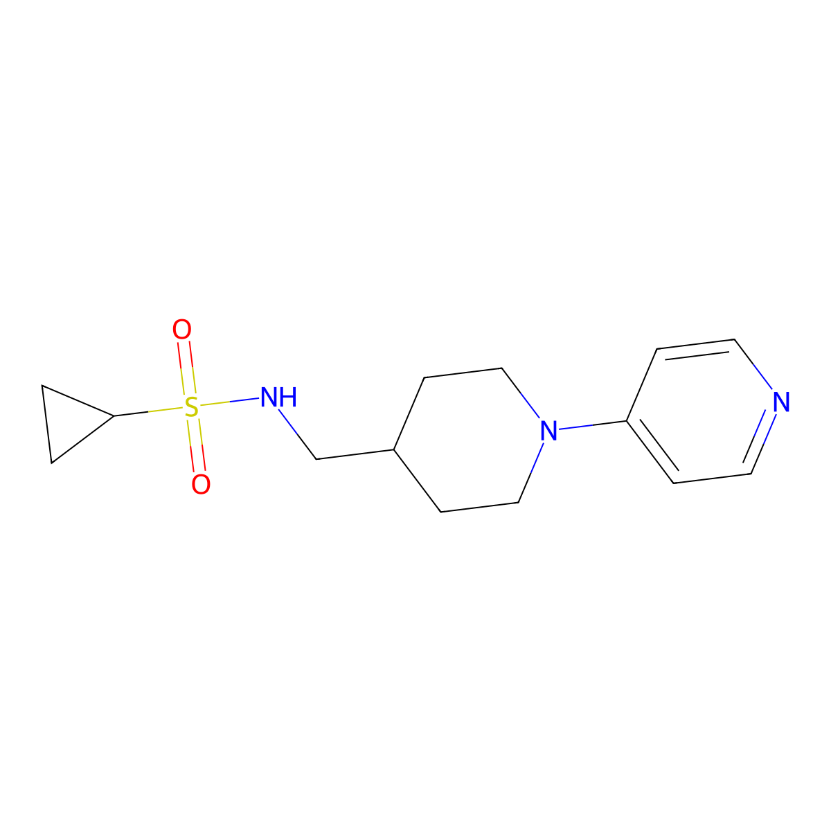N-{[1-(pyridin-4-yl)piperidin-4-yl]methyl}cyclopropanesulfonamide molecular structure, CAS 2034231-27-9