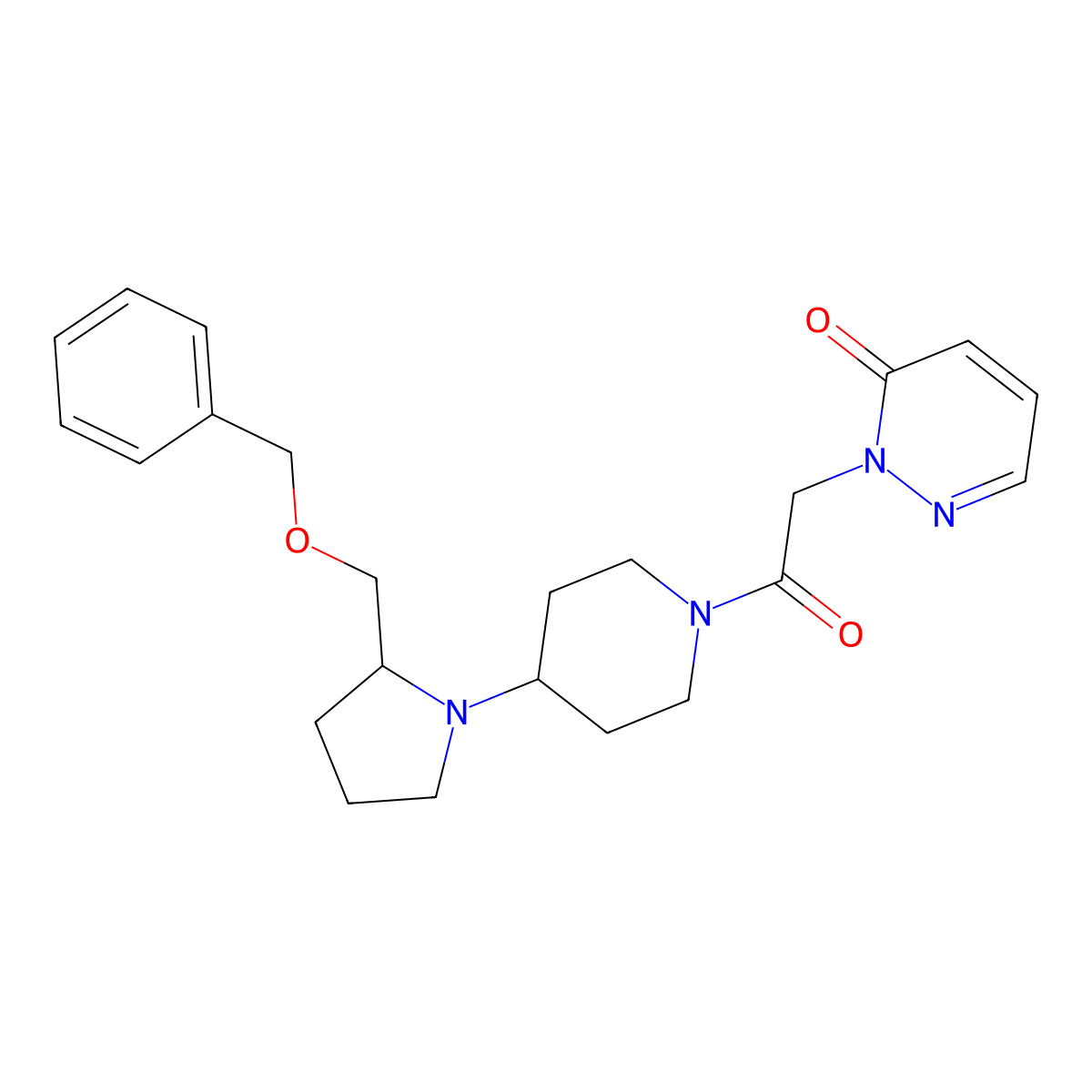 2-(2-(4-(2-((benzyloxy)methyl)pyrrolidin-1-yl)piperidin-1-yl)-2-oxoethyl)pyridazin-3(2H)-one molecular structure, CAS 2034231-28-0
