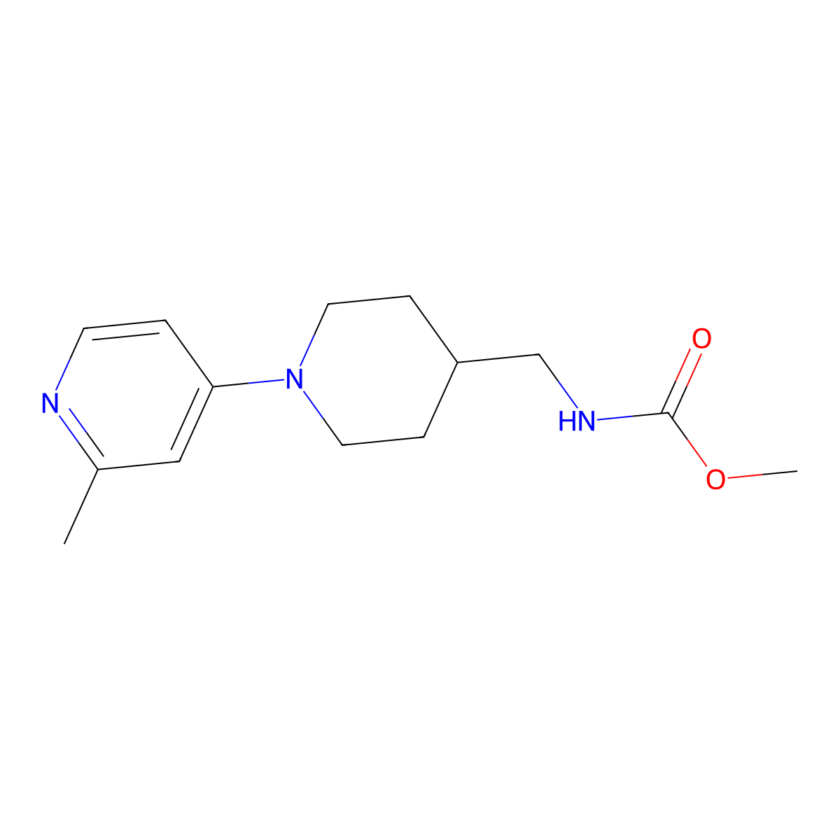 Methyl ((1-(2-methylpyridin-4-yl)piperidin-4-yl)methyl)carbamate molecular structure, CAS 2034231-43-9