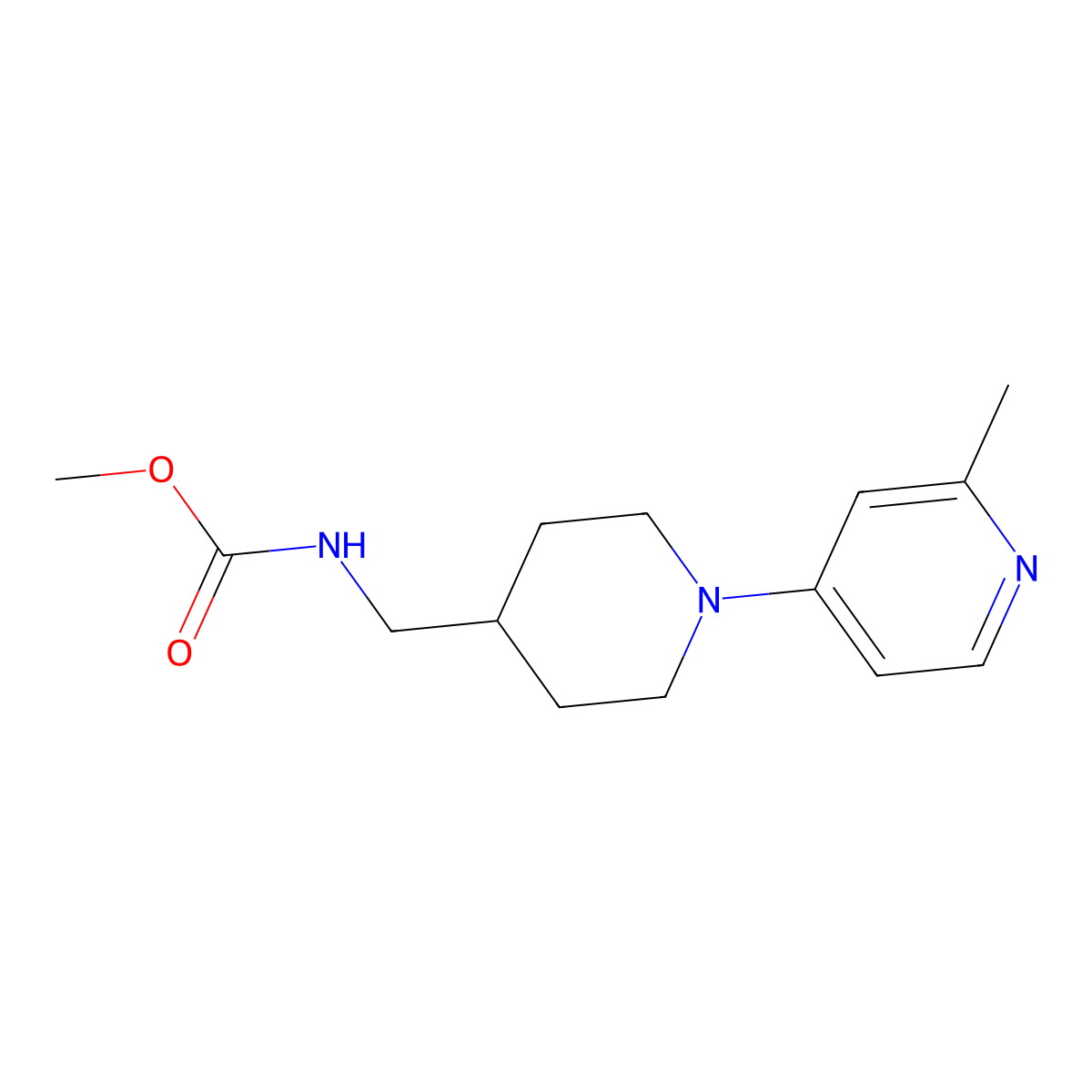 Methyl ((1-(2-methylpyridin-4-yl)piperidin-4-yl)methyl)carbamate molecular structure, CAS 2034231-43-9