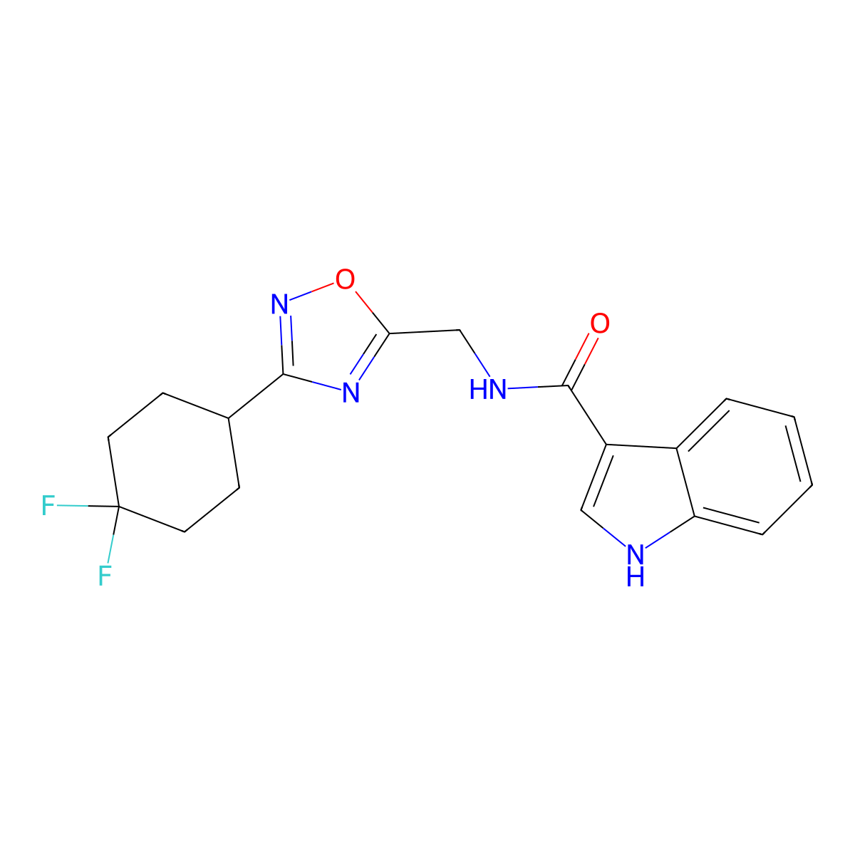 N-{[3-(4,4-difluorocyclohexyl)-1,2,4-oxadiazol-5-yl]methyl}-1H-indole-3-carboxamide molecular structure, CAS 2034231-45-1