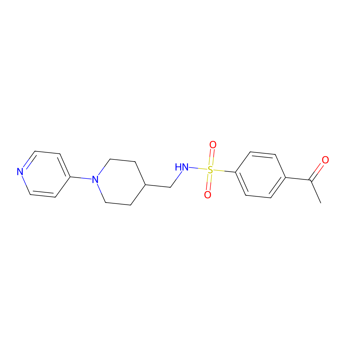 4-acetyl-N-((1-(pyridin-4-yl)piperidin-4-yl)methyl)benzenesulfonamide molecular structure, CAS 2034231-47-3